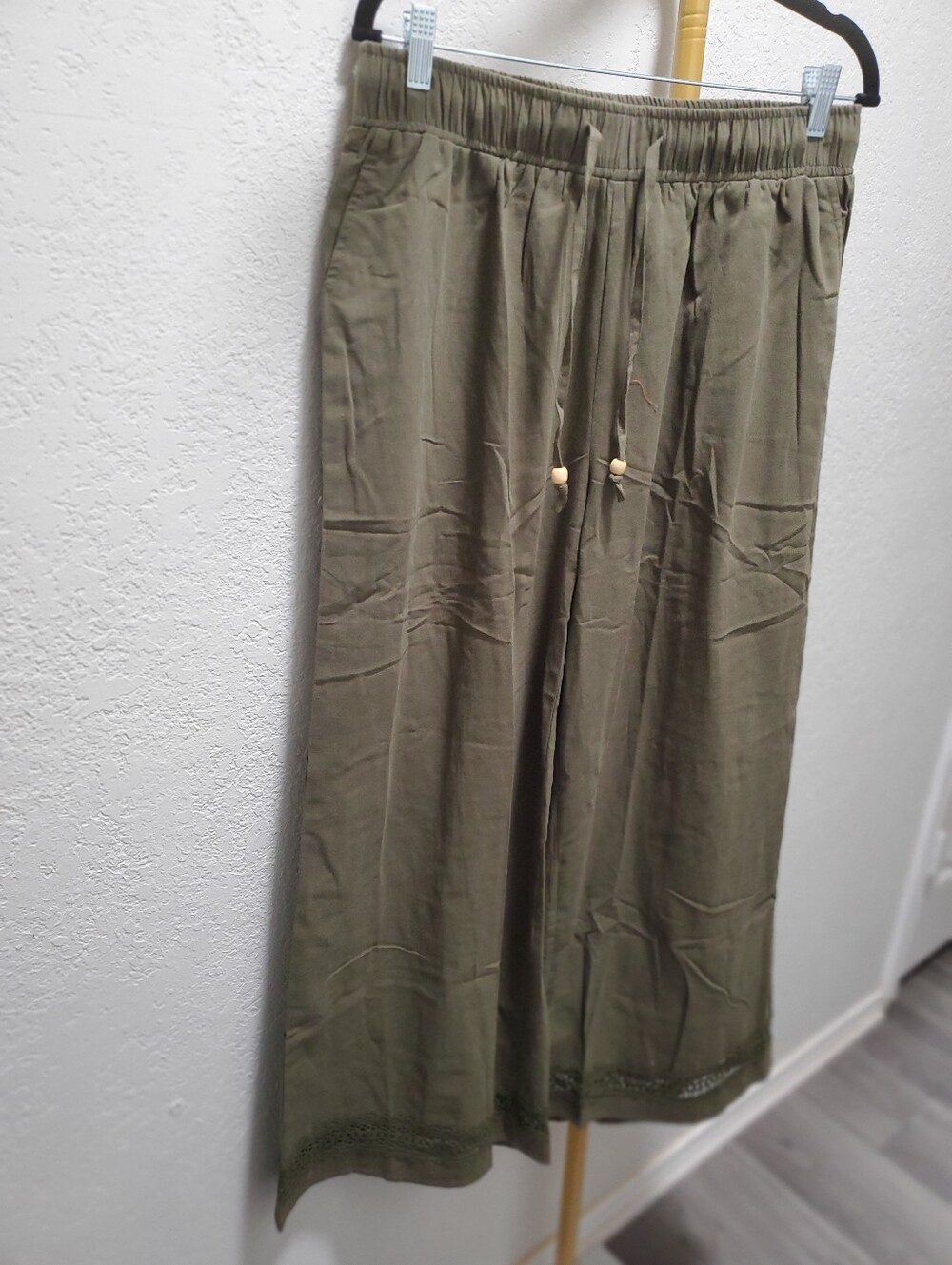 BloomChic Olive Drawstring Midi Skirt